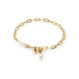 Armband Modern Chain & Süßwasserperlen Charms gold - PERDONA