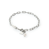 Armband Modern Chain & Süßwasserperlen Charms silber - PERDONA