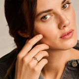 Ring mit weißem Topas in Fassung mit Kugeloptik - PERDONA