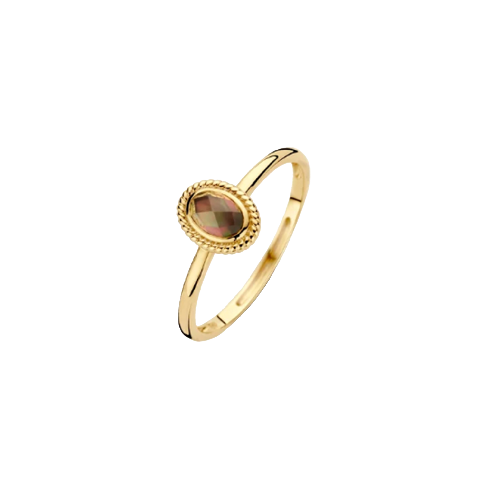 Ring mit Perlmutt und Rauchquarz mit Kordelrand - PERDONA