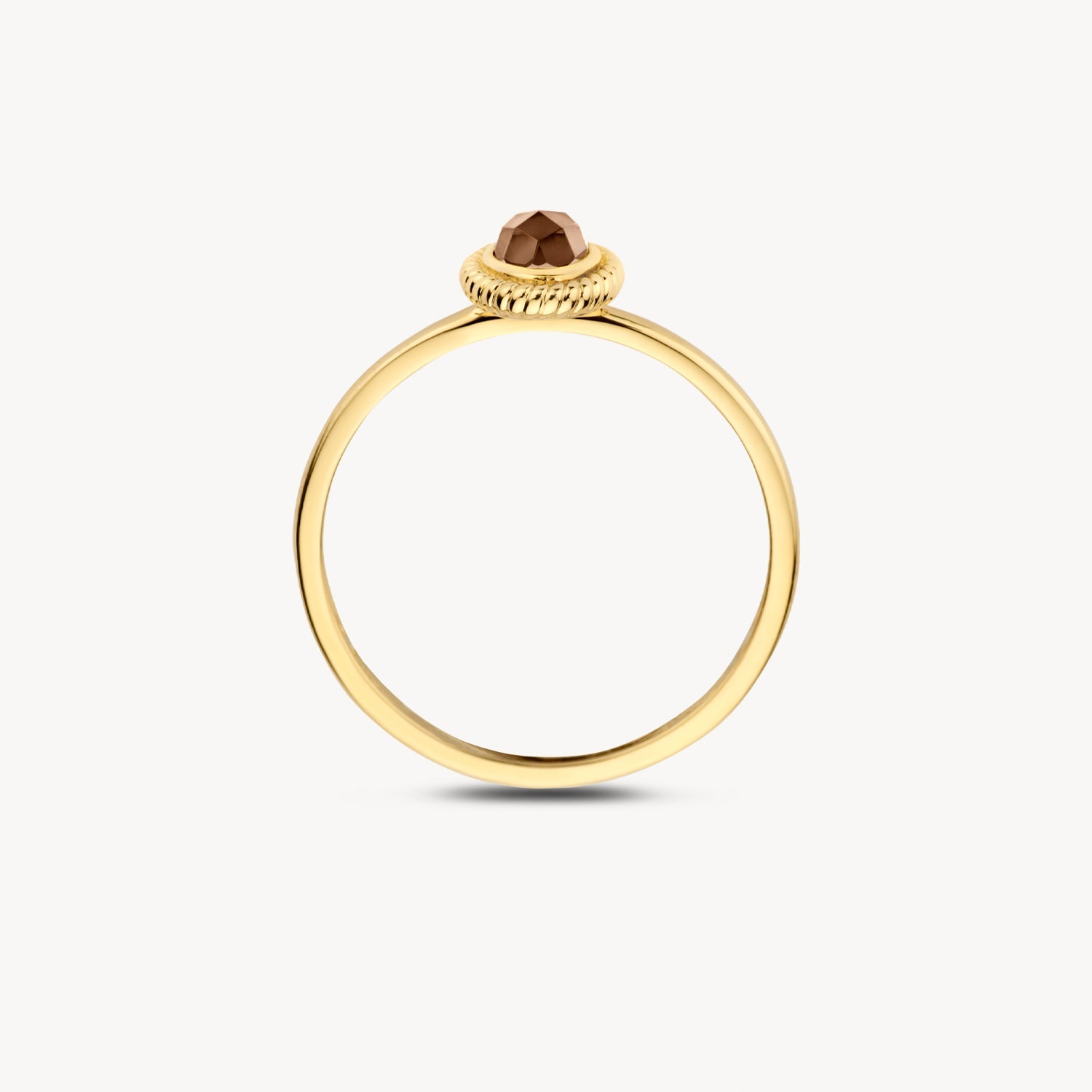 Ring mit Perlmutt und Rauchquarz mit Kordelrand - PERDONA