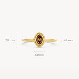 Ring mit Perlmutt und Rauchquarz mit Kordelrand - PERDONA