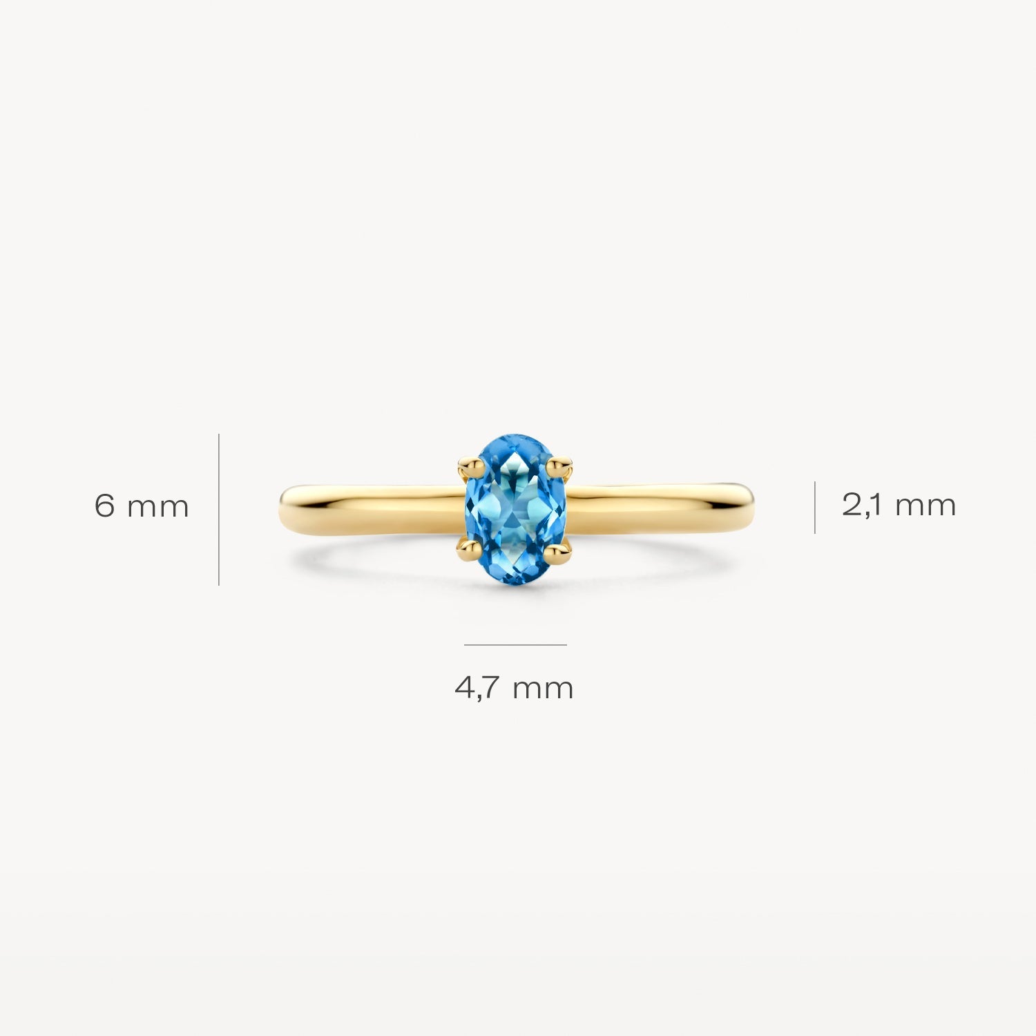 Ring mit Schweizer Blautopas in ovaler Chaton-Fassung - PERDONA