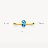 Ring mit Schweizer Blautopas in ovaler Chaton-Fassung - PERDONA
