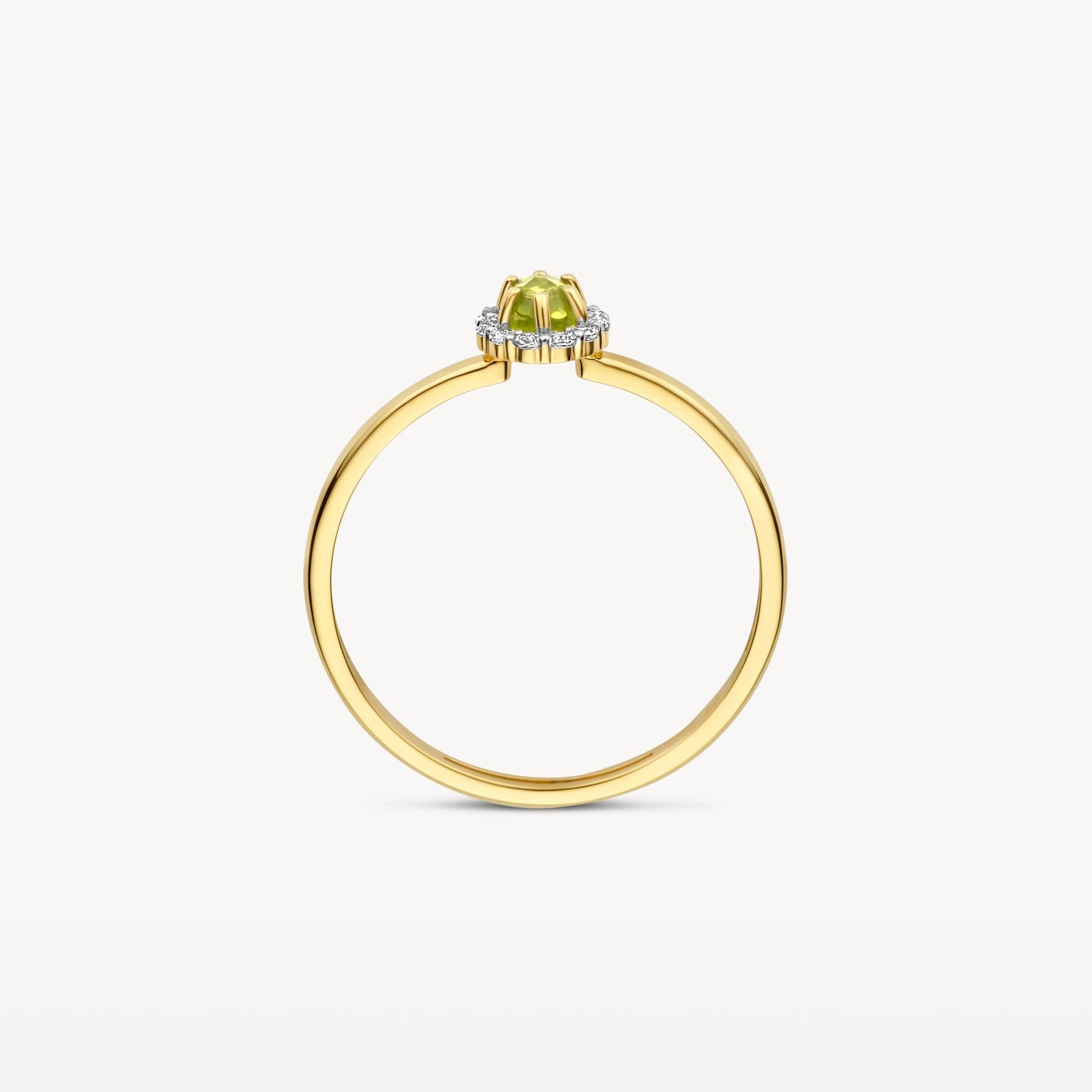 Ring mit grünem Peridot und Zirkonia in Pavé-Fassung - PERDONA