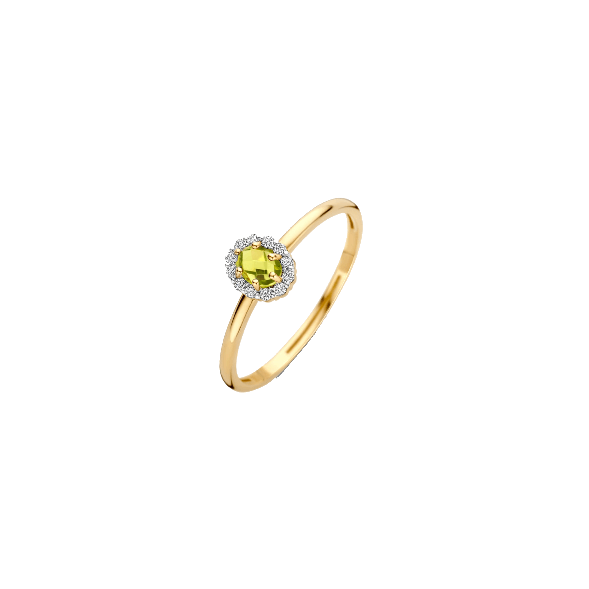 Ring mit grünem Peridot und Zirkonia in Pavé-Fassung - PERDONA