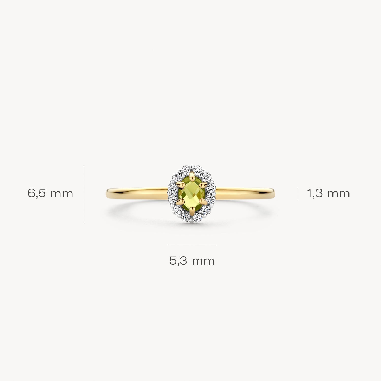 Ring mit grünem Peridot und Zirkonia in Pavé-Fassung - PERDONA