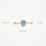 Ring mit Schweizer Blautopas und Zirkonia in Pavé-Fassung - PERDONA