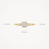 Zirkonia-Ring mit viereckigem Pavé-Element - PERDONA