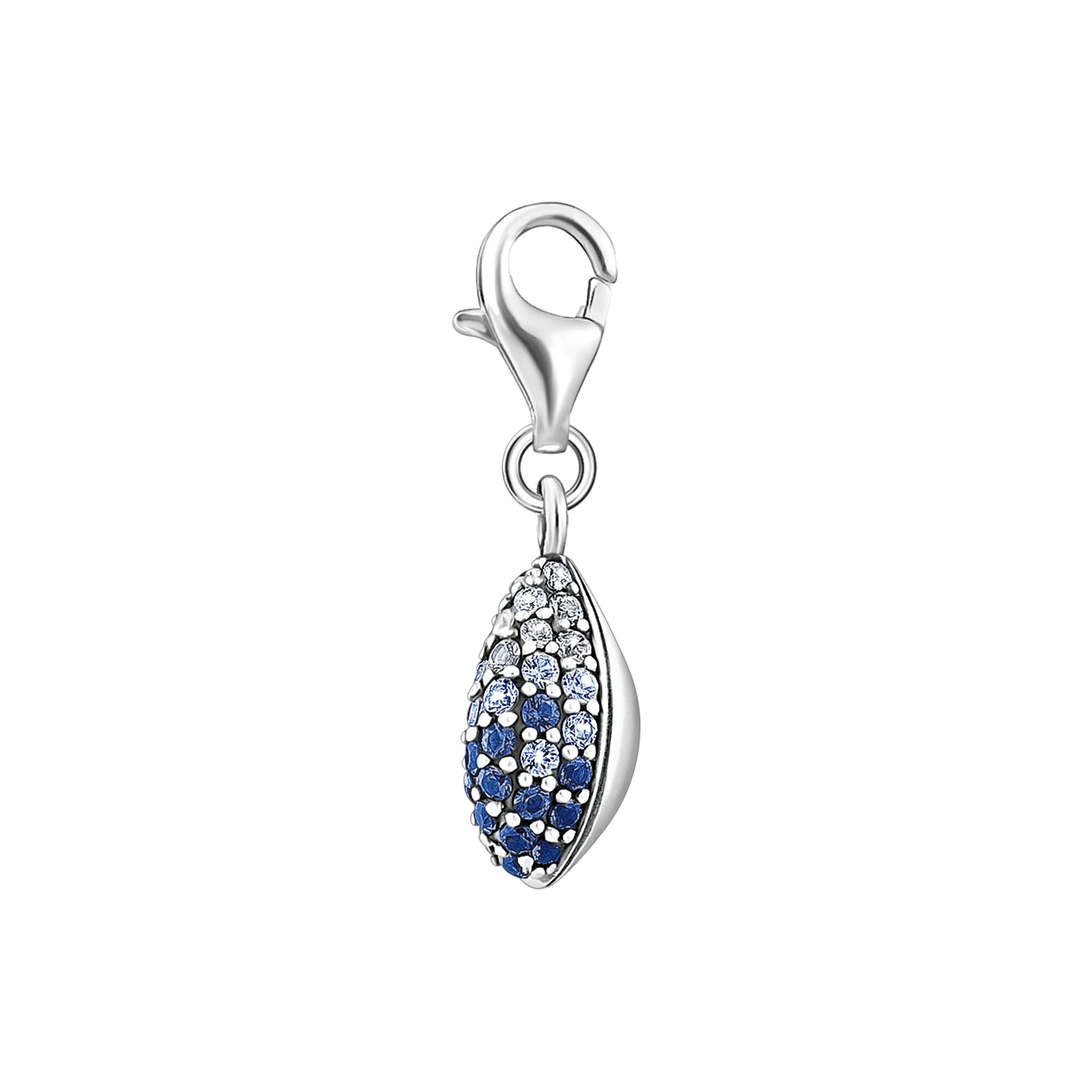 Charm-Anhänger Muschel mit blauen Steinen silber - PERDONA