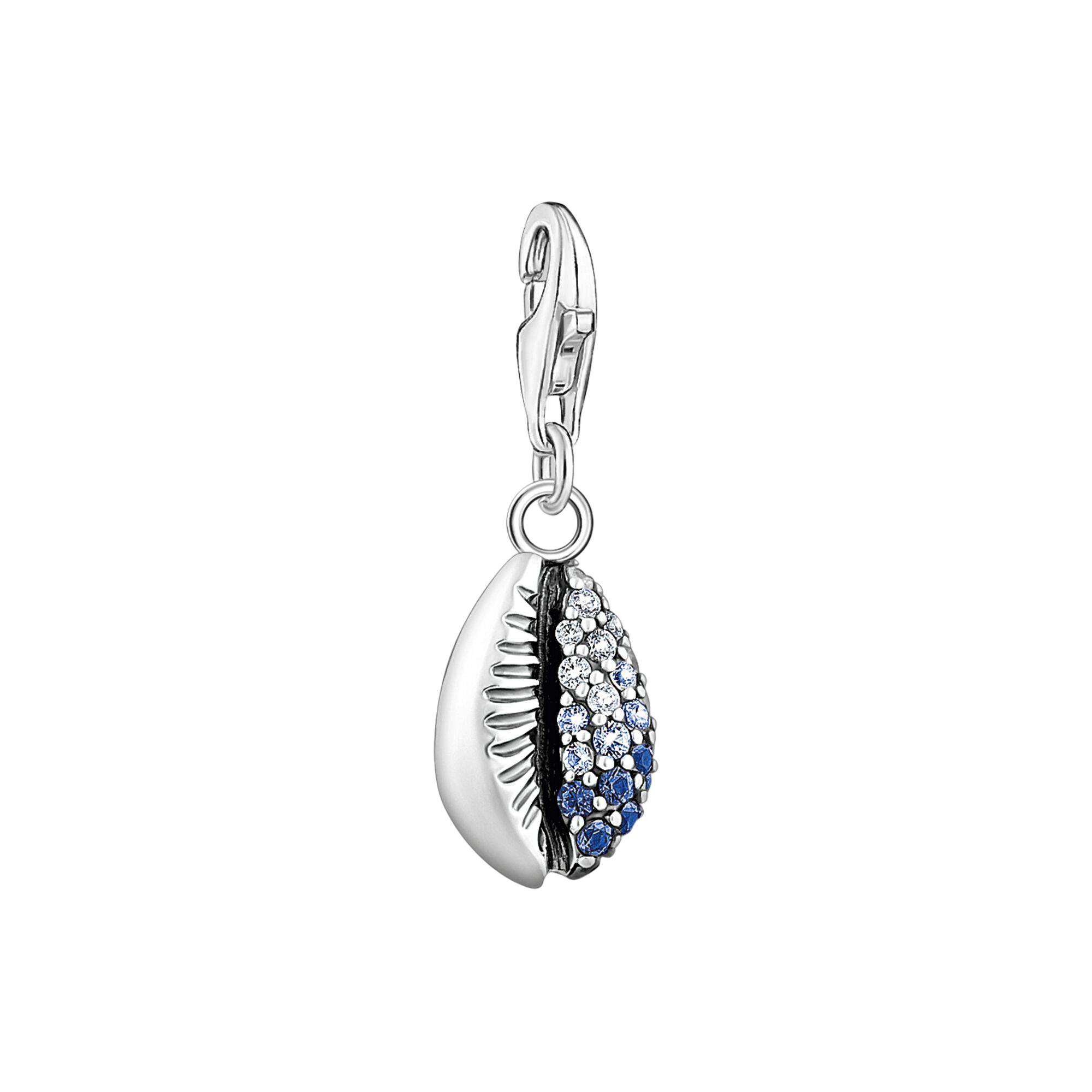 Charm-Anhänger Muschel mit blauen Steinen silber - PERDONA