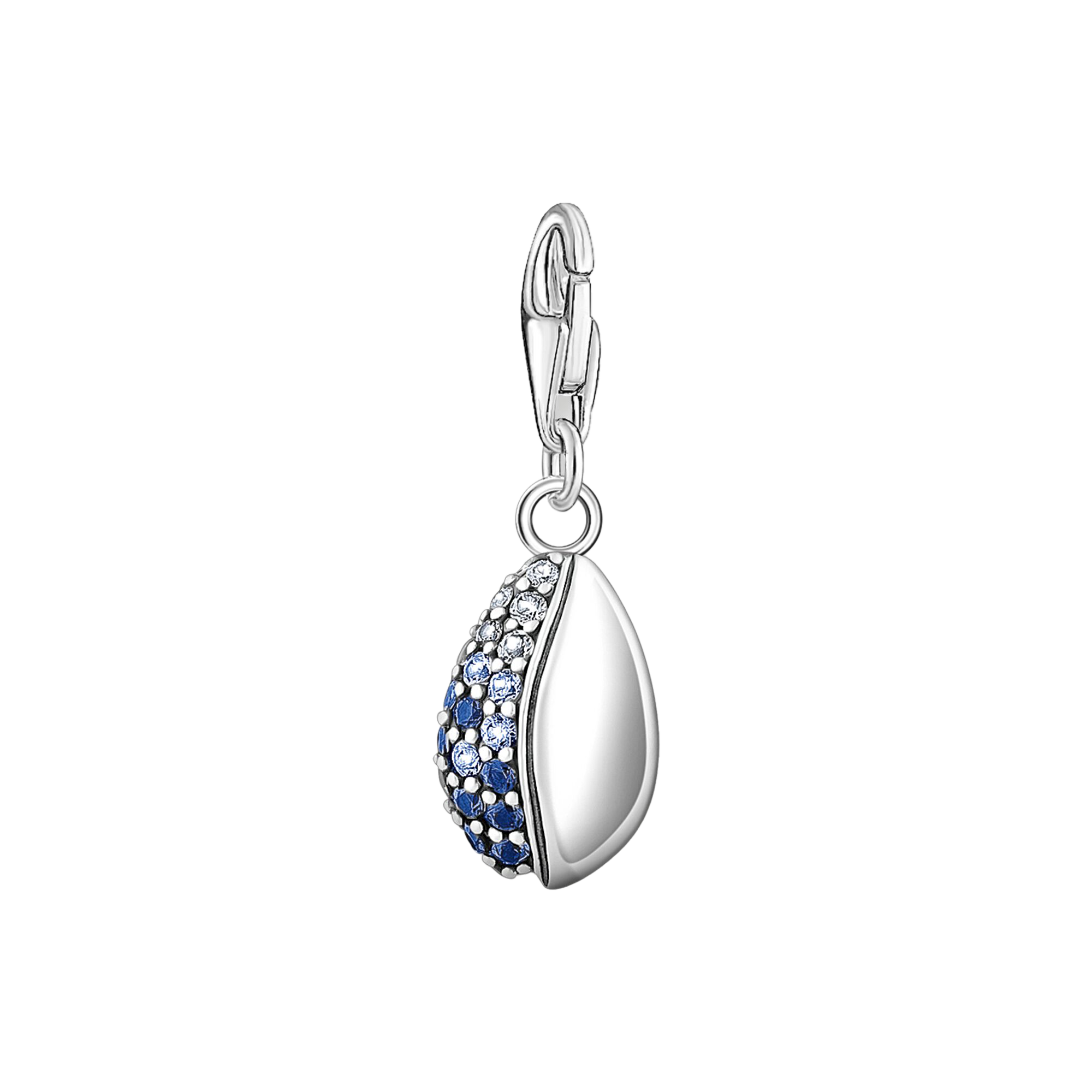 Charm-Anhänger Muschel mit blauen Steinen silber - PERDONA