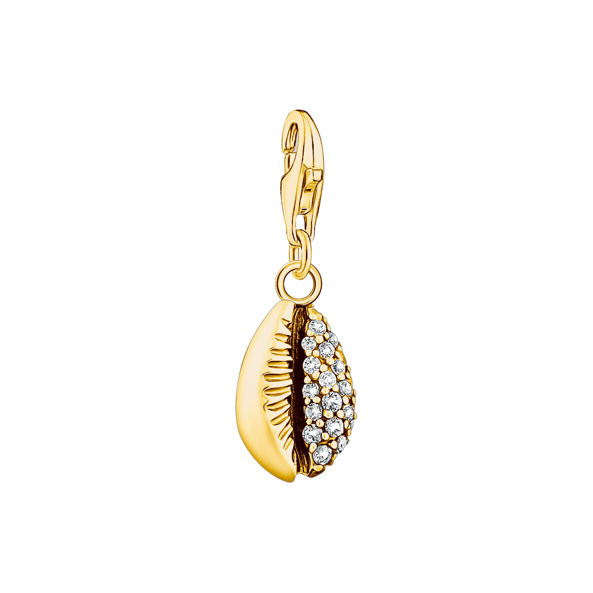 Charm-Anhänger Muschel mit weißen Steinen gold - PERDONA
