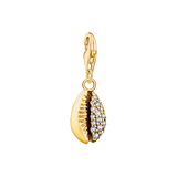 Charm-Anhänger Muschel mit weißen Steinen gold - PERDONA