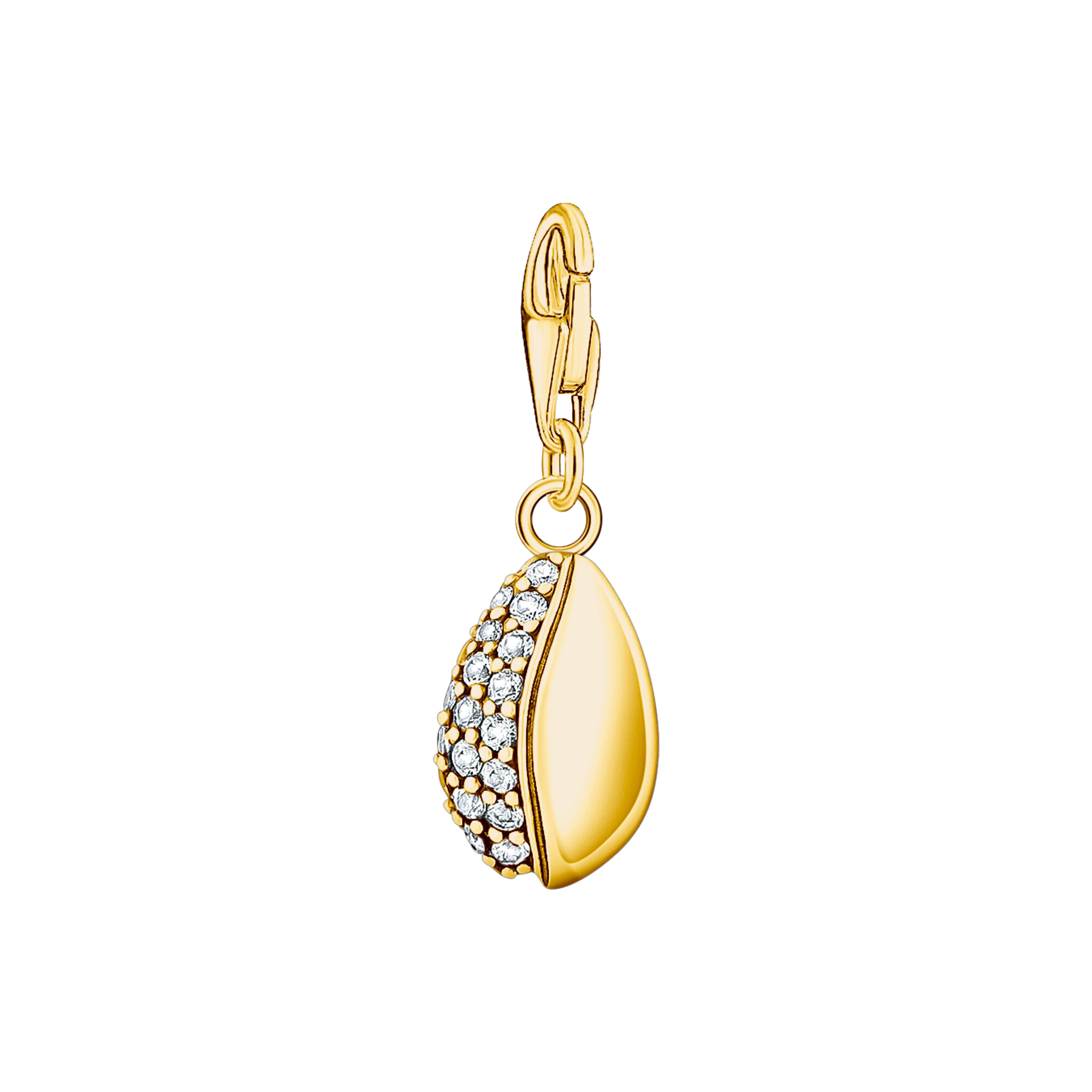 Charm-Anhänger Muschel mit weißen Steinen gold - PERDONA