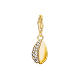 Charm-Anhänger Muschel mit weißen Steinen gold - PERDONA