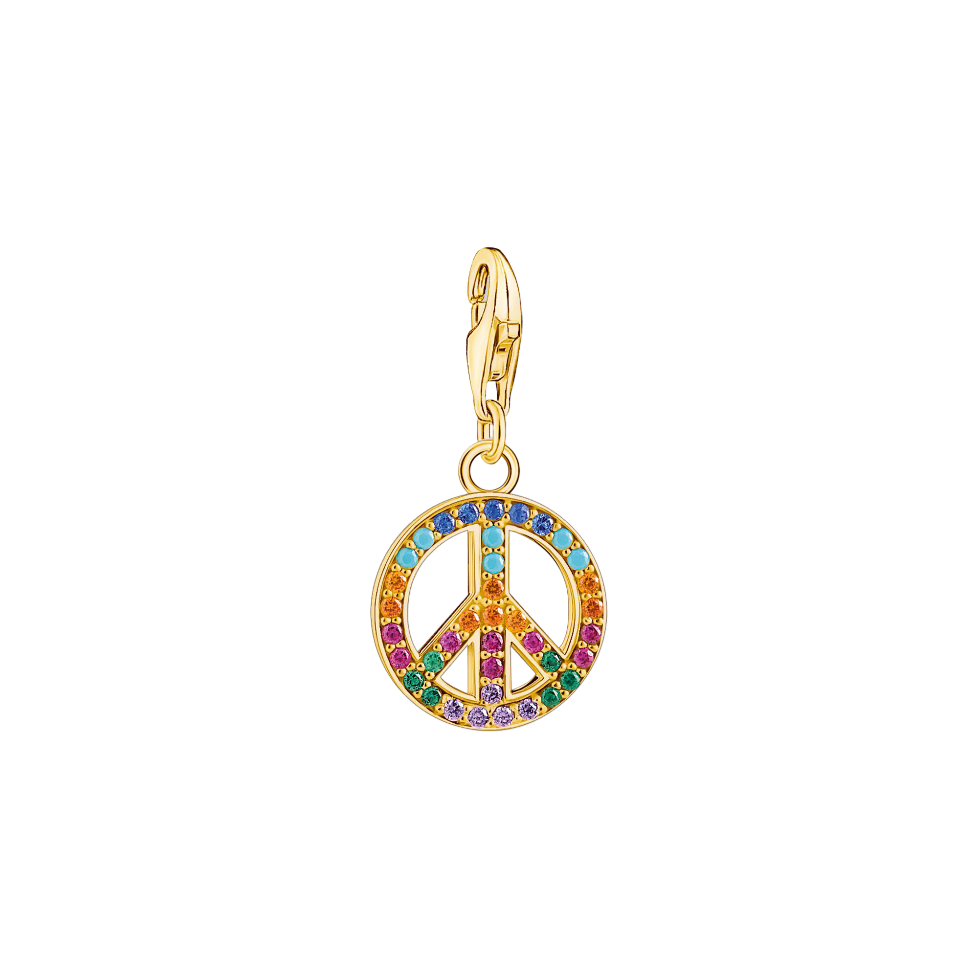 Charm-Anhänger Peace mit bunten Steinen gold - PERDONA