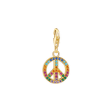 Charm-Anhänger Peace mit bunten Steinen gold - PERDONA