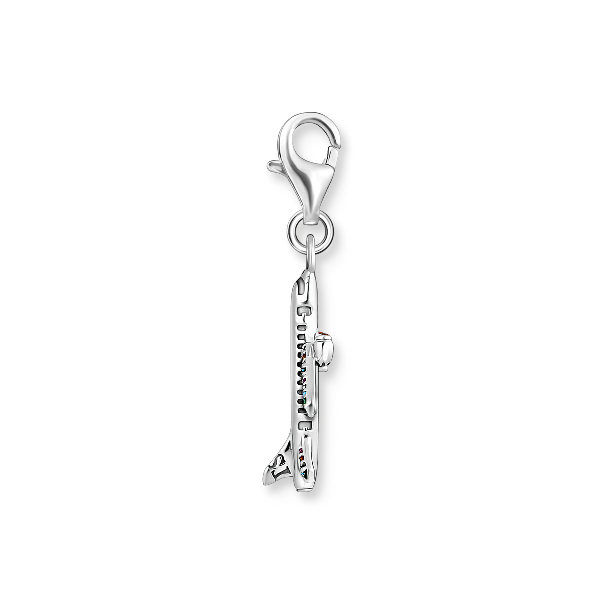 Charm-Anhänger mit buntem Flugzeug Silber - PERDONA
