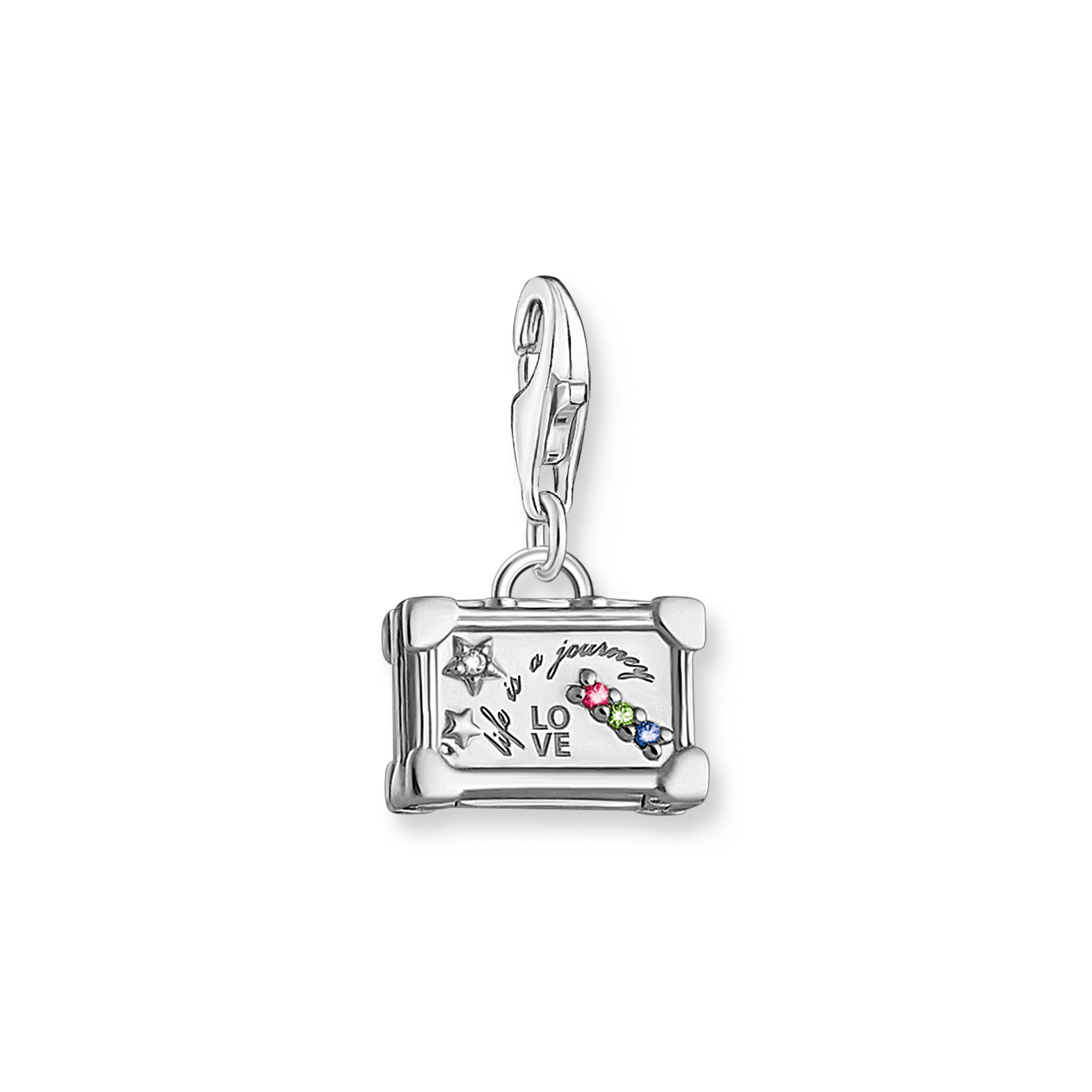 Charm-Anhänger bunter Vintage-Koffer Silber - PERDONA