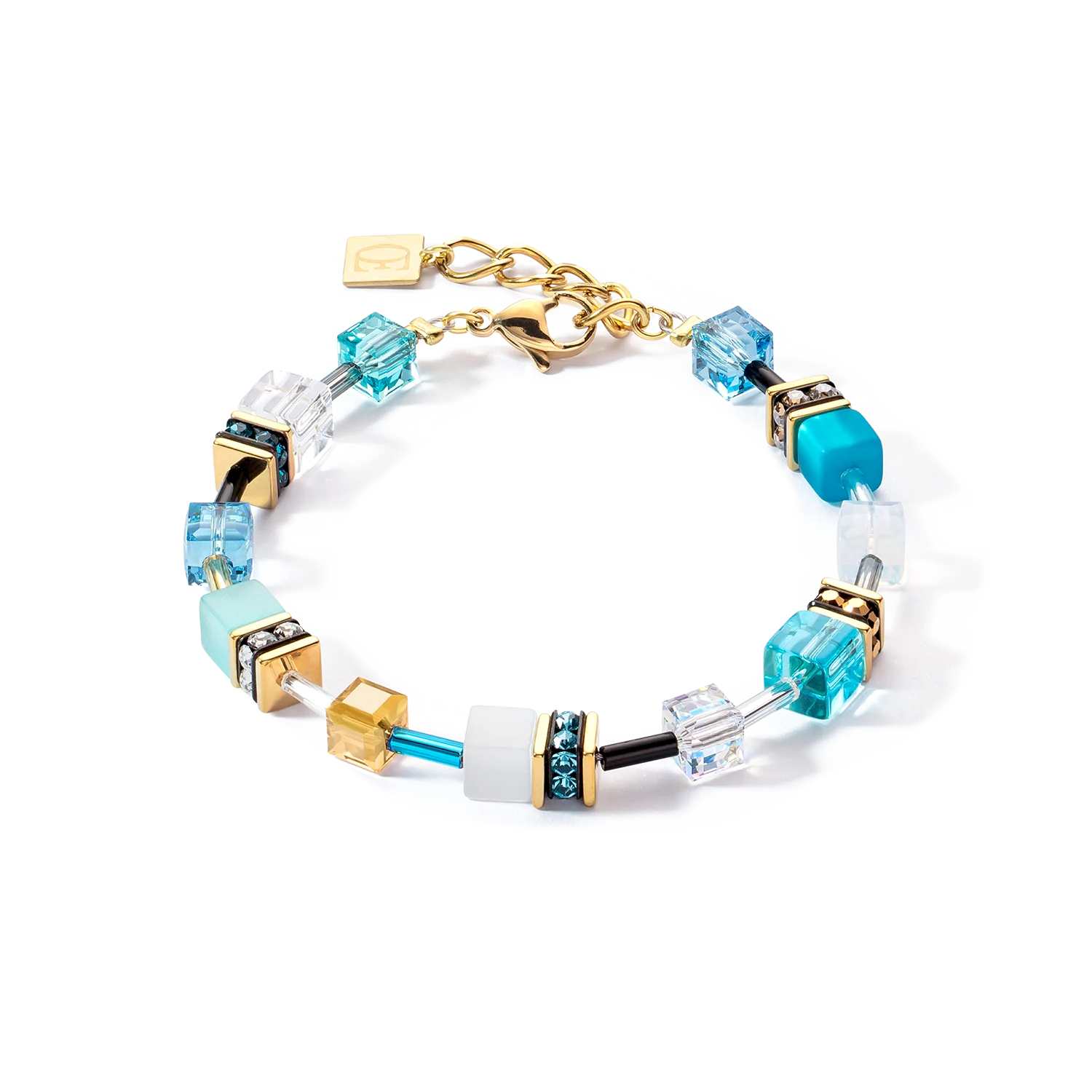GeoCUBE® Iconic Armband gold-türkis - PERDONA