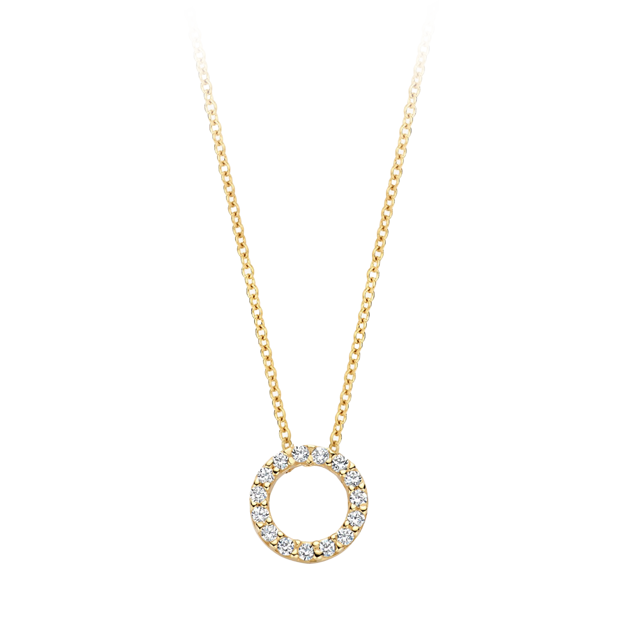 Halskette Kreisform Zirkonia in 585 Gold - PERDONA
