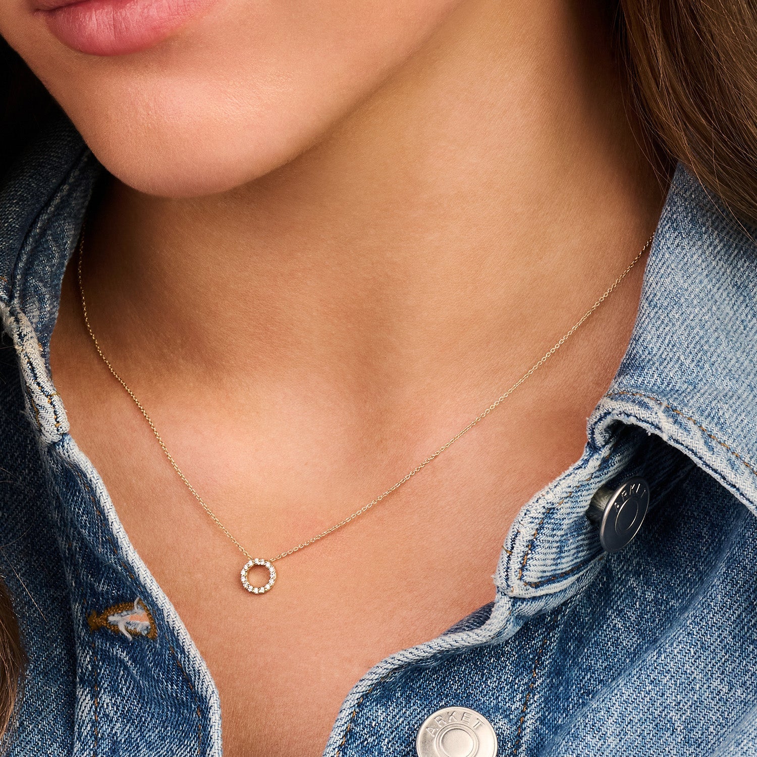 Halskette Kreisform Zirkonia in 585 Gold - PERDONA