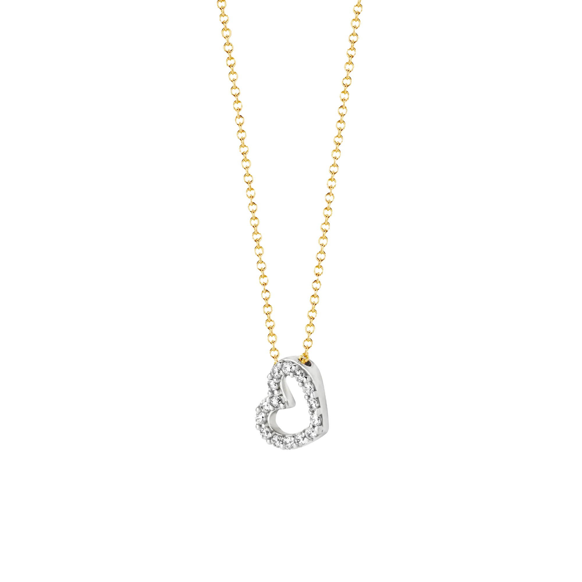 Gelbgold und Weißgold mit Zirkonia-Herz - PERDONA