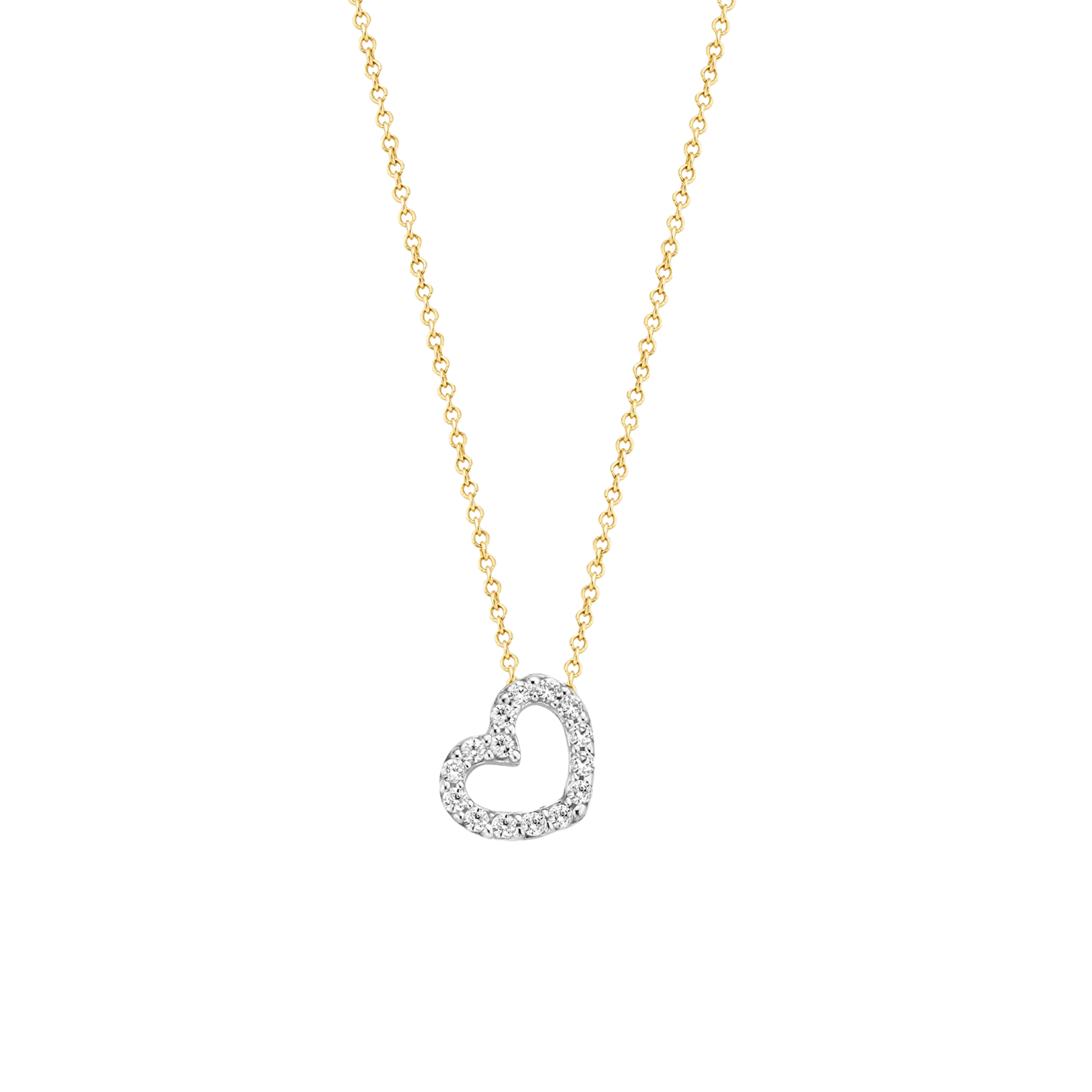Gelbgold und Weißgold mit Zirkonia-Herz - PERDONA