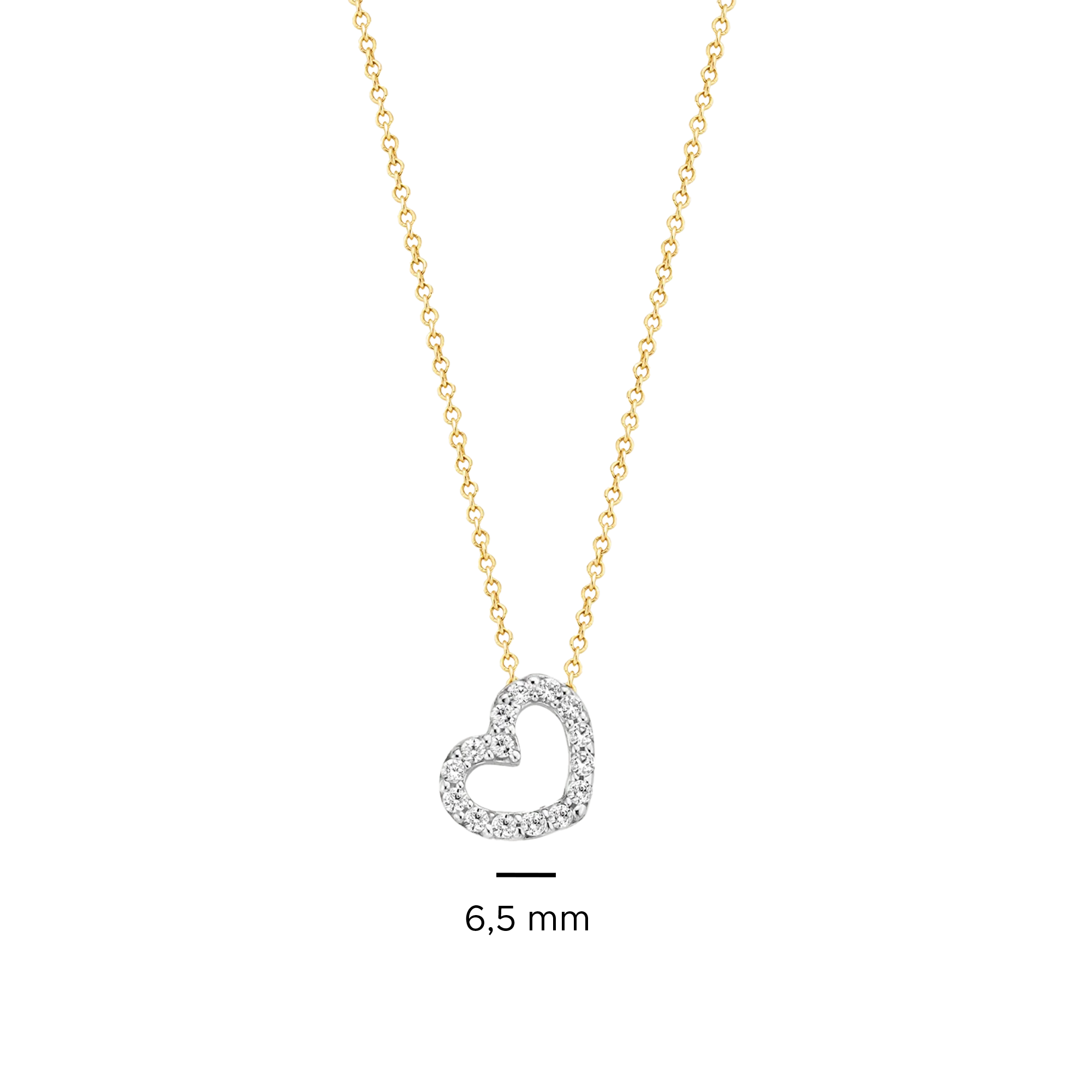 Gelbgold und Weißgold mit Zirkonia-Herz - PERDONA