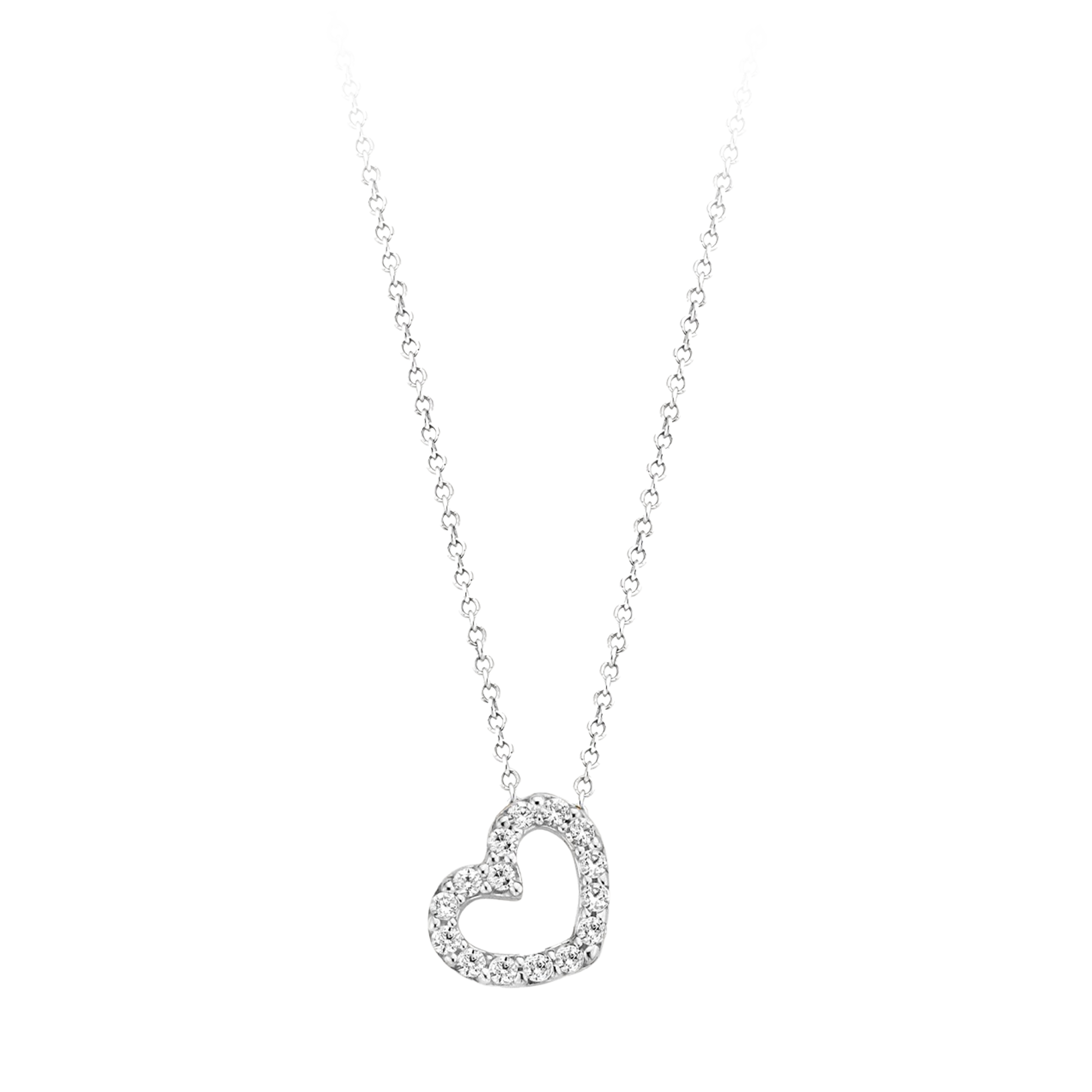 Halskette mit Zirkonia-Herz in 585 Weißgold - PERDONA