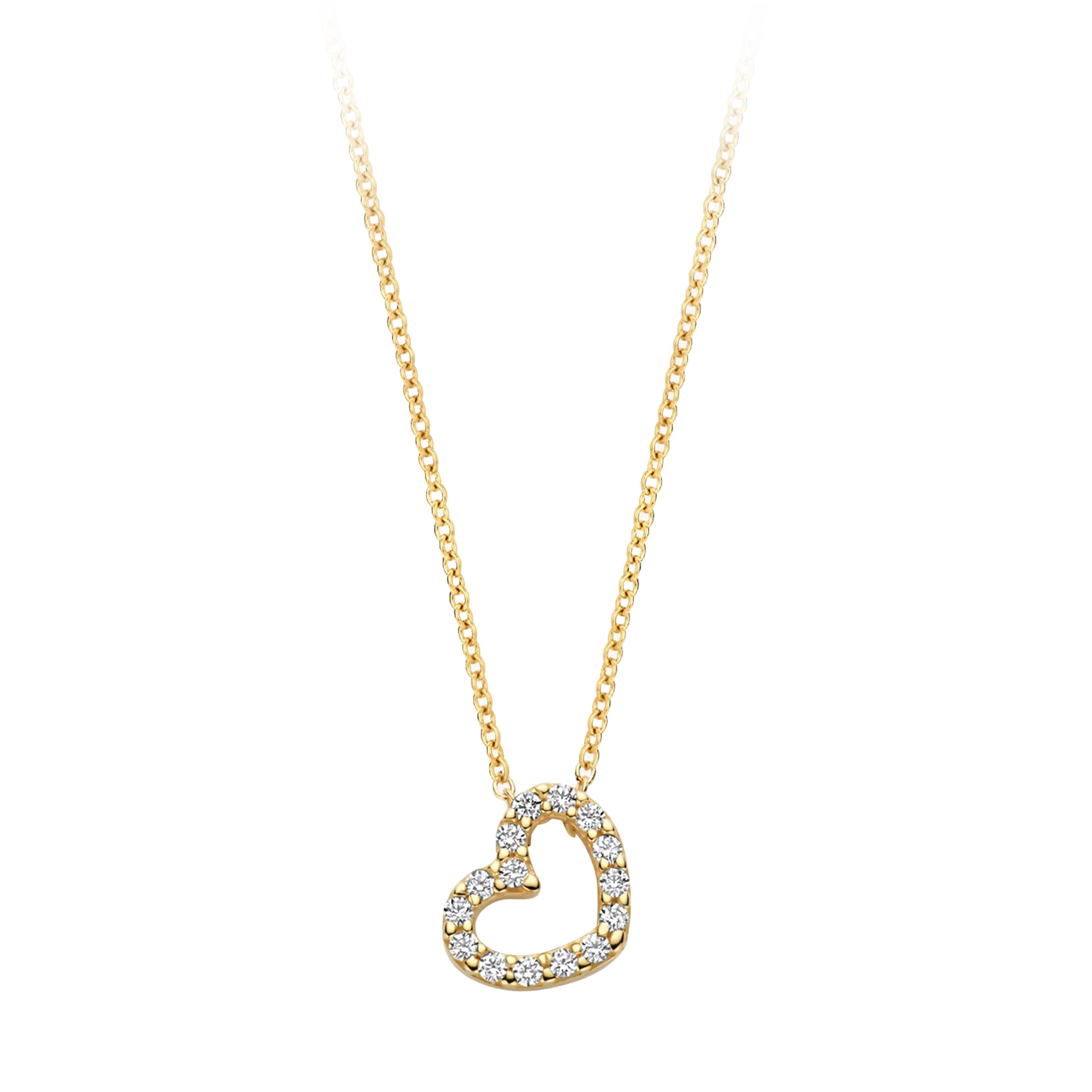 Halskette mit Zirkonia-Herz in 585 Gold - PERDONA