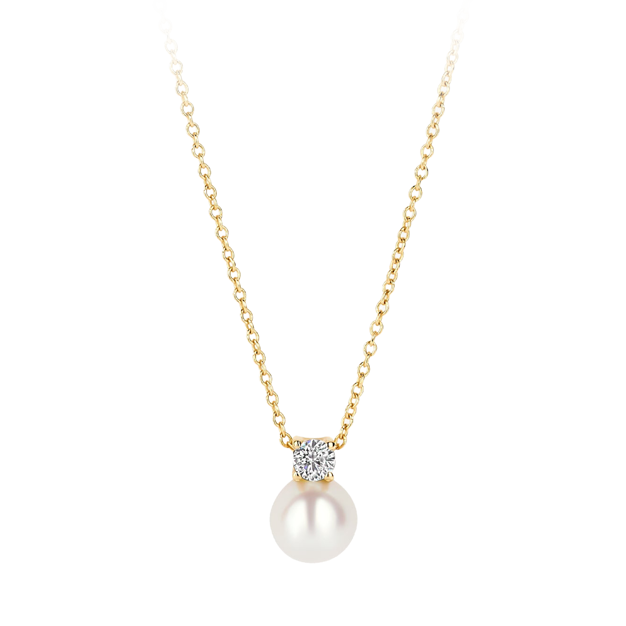 Halskette mit Perle und Zirkonia aus 585 Gold - PERDONA