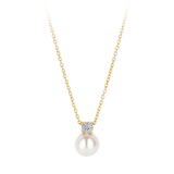 Halskette mit Perle und Zirkonia aus 585 Gold - PERDONA