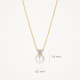Halskette mit Perle und Zirkonia aus 585 Gold - PERDONA