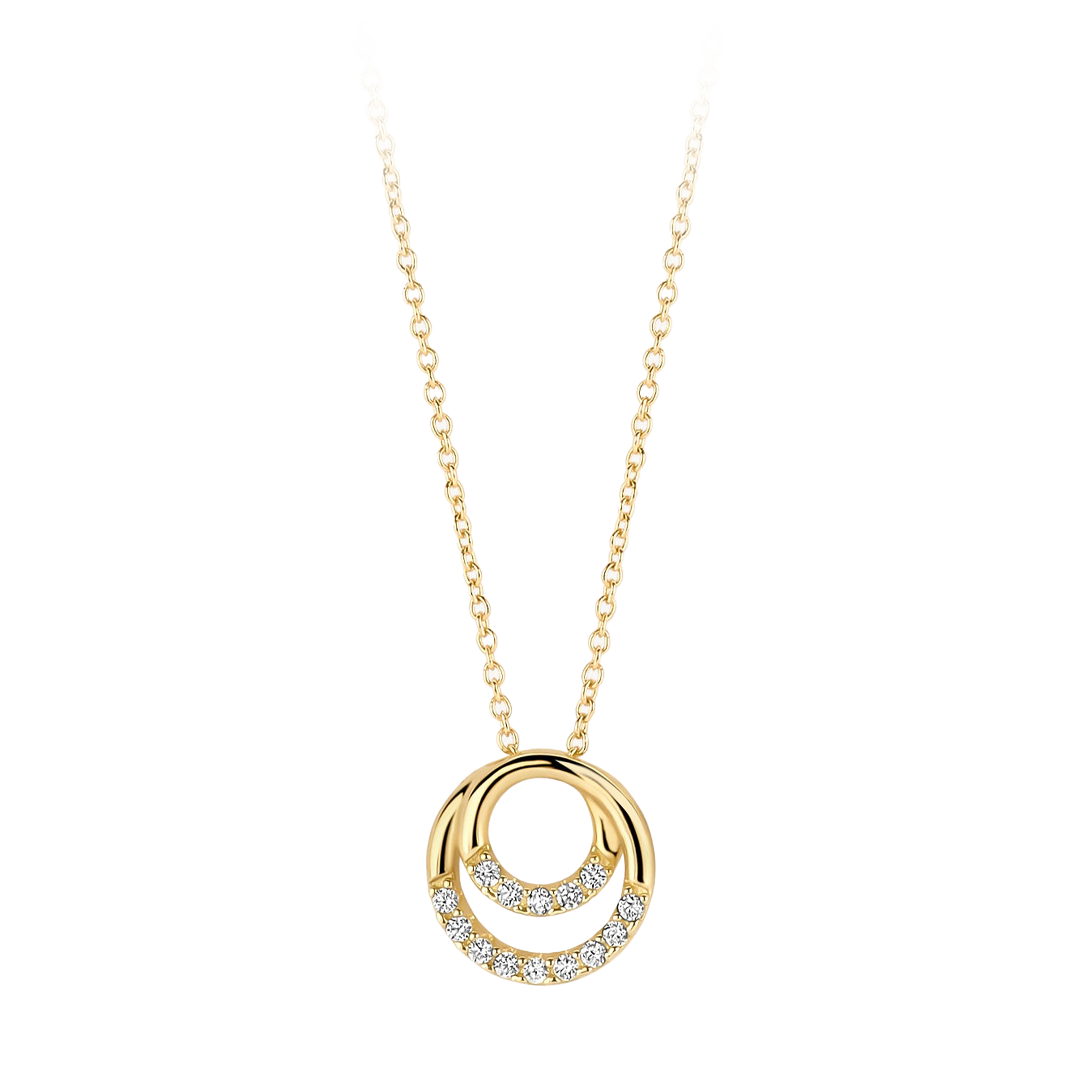 Halskette mit Ringen und Pavé-Zirkonia aus 585 Gold - PERDONA
