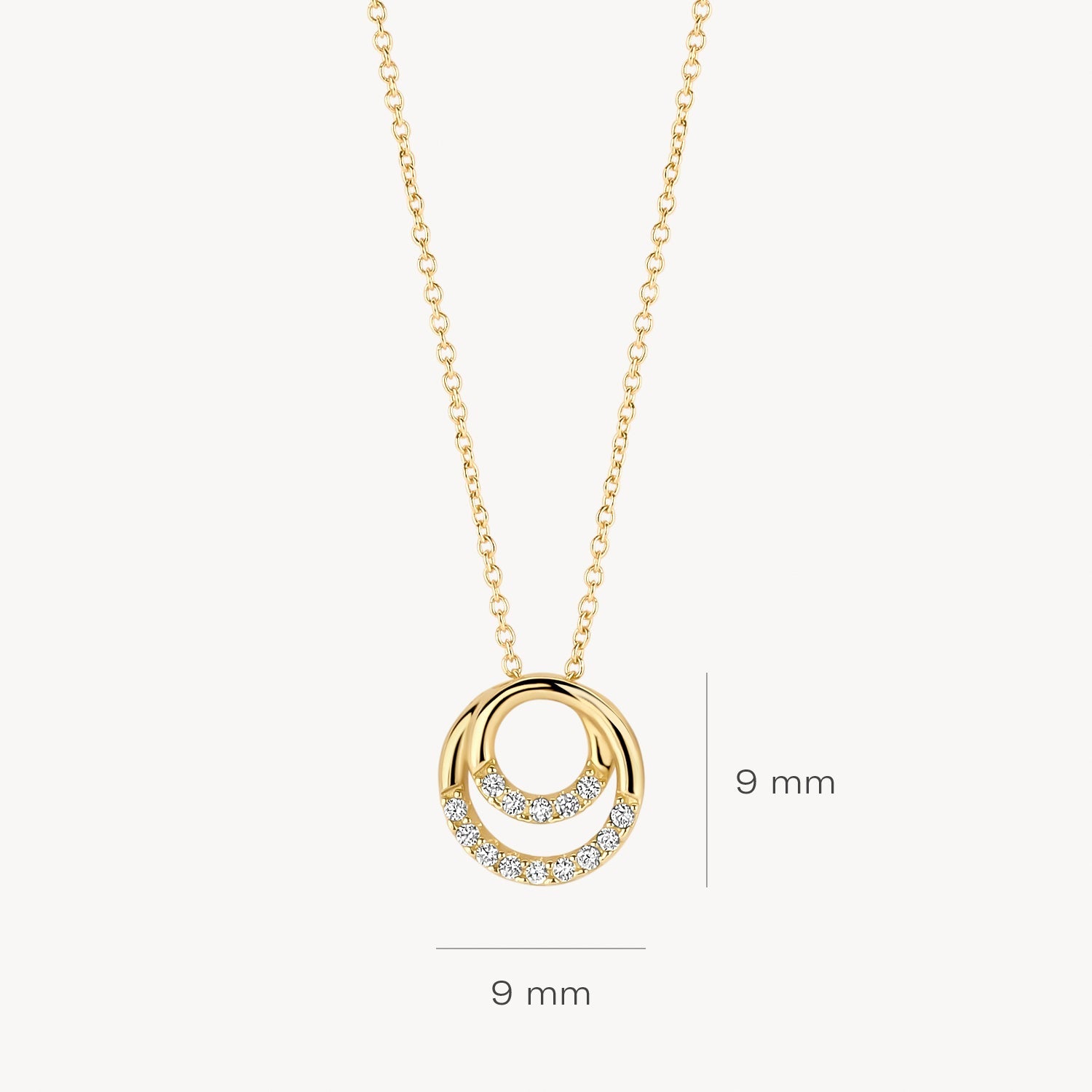 Halskette mit Ringen und Pavé-Zirkonia aus 585 Gold - PERDONA