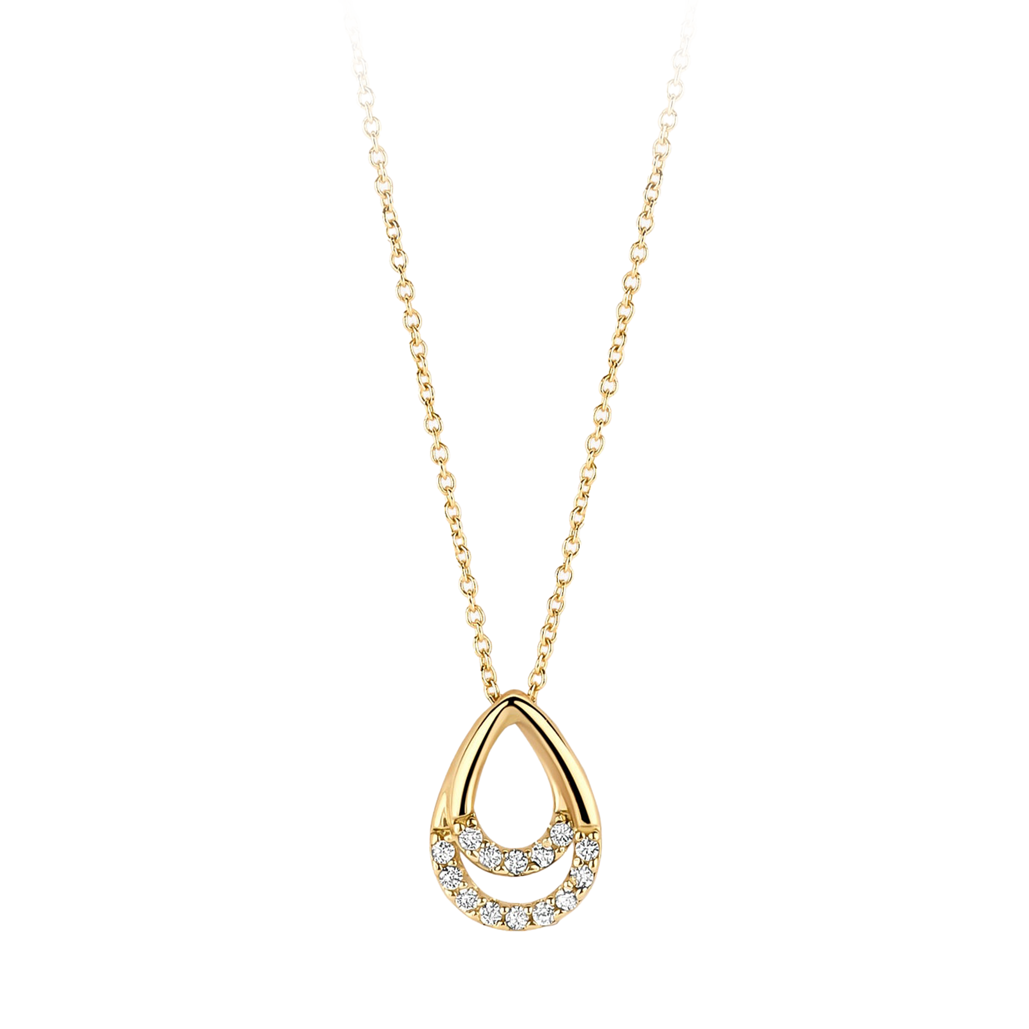 Halskette mit Tropfenform und Pavé-Zirkonia aus 585 Gold - PERDONA
