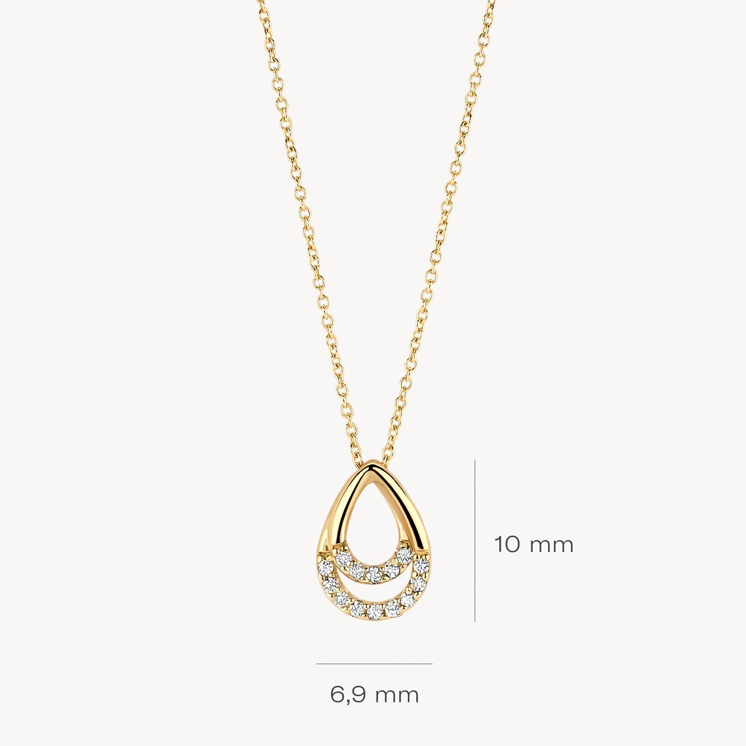 Halskette mit Tropfenform und Pavé-Zirkonia aus 585 Gold - PERDONA