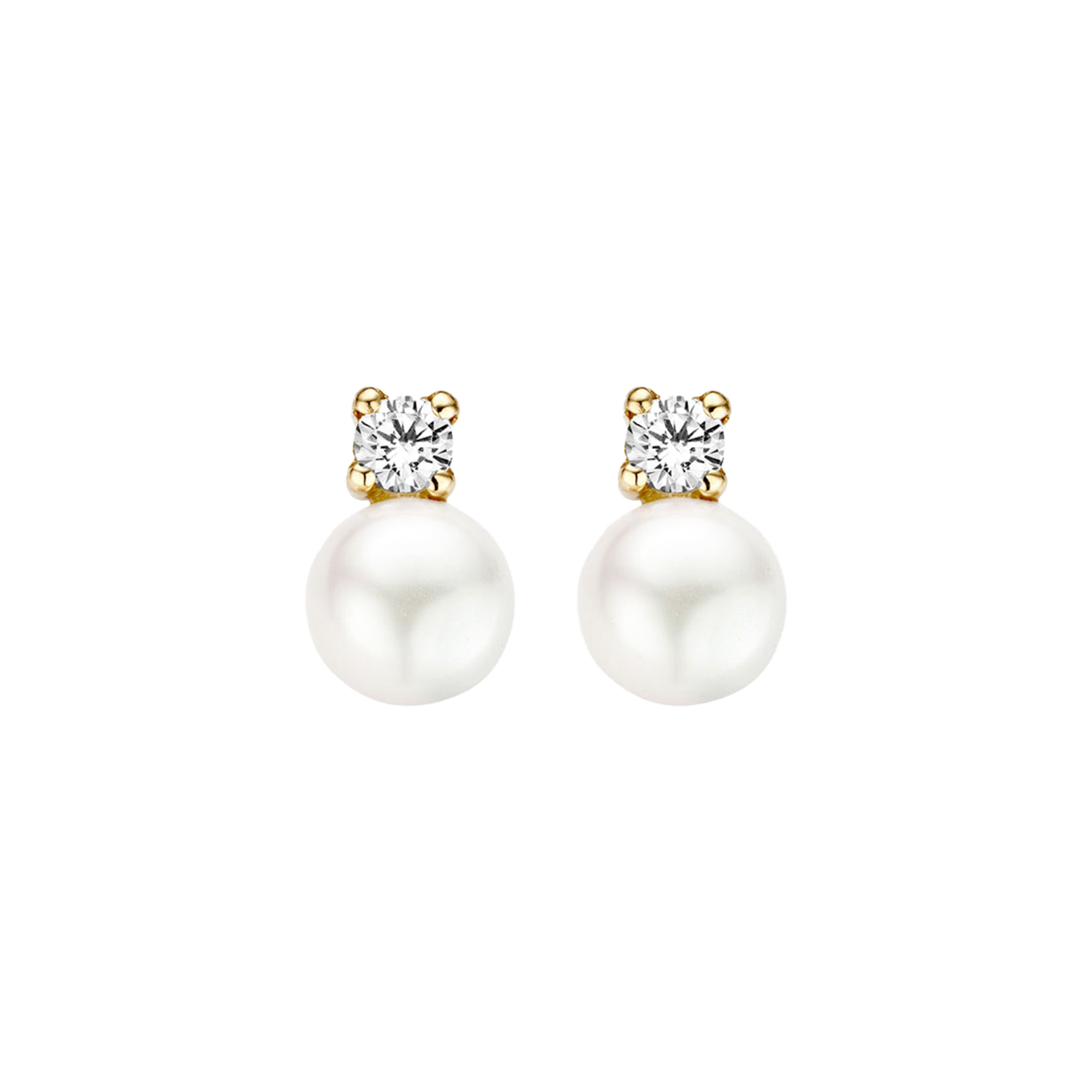 Ohrstecker Perle & Zirkonia aus 585 Gold - PERDONA