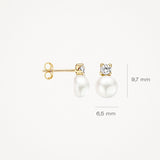 Ohrstecker Perle & Zirkonia aus 585 Gold - PERDONA