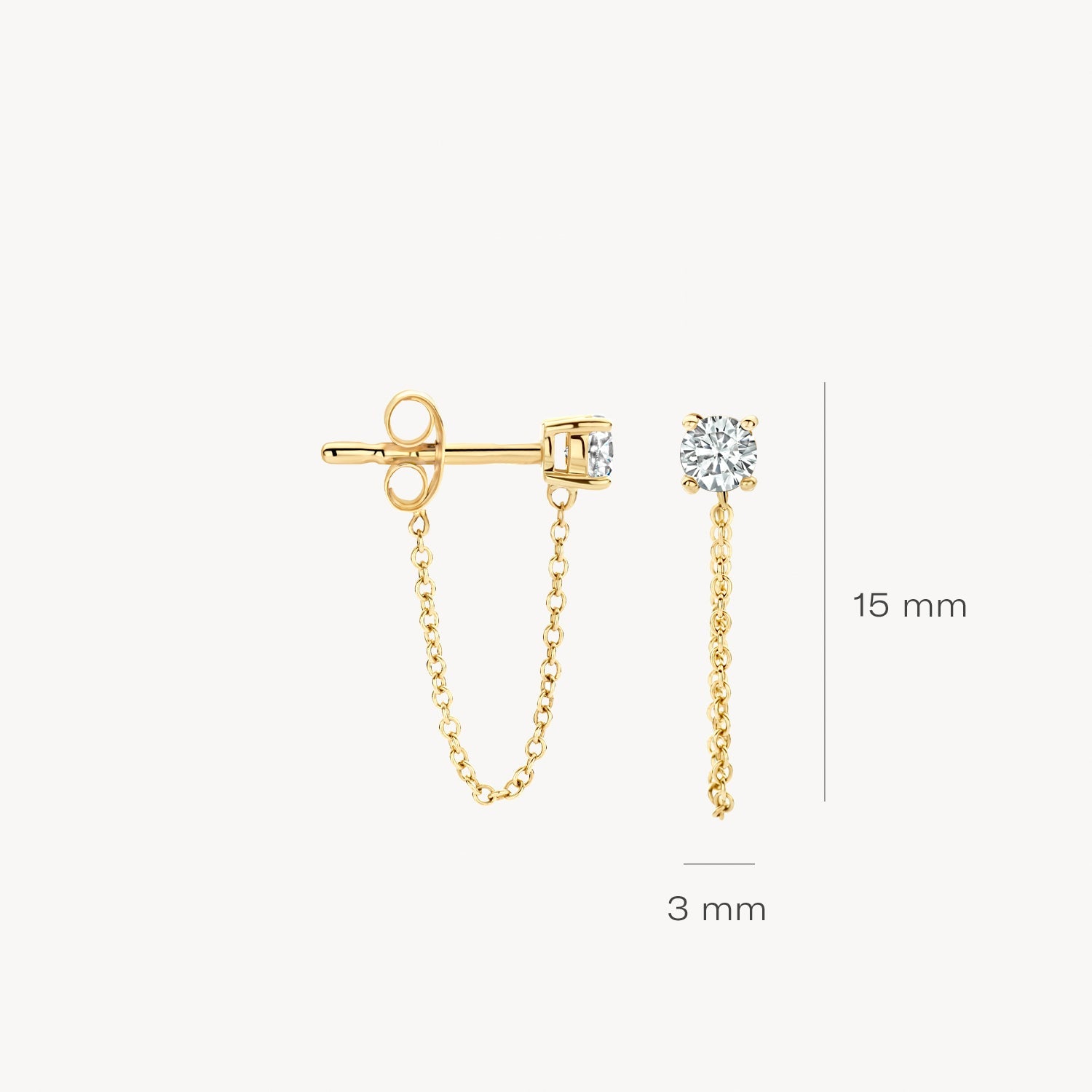 Ohrstecker mit Kette aus 585 Gold - PERDONA