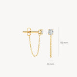Ohrstecker mit Kette aus 585 Gold - PERDONA