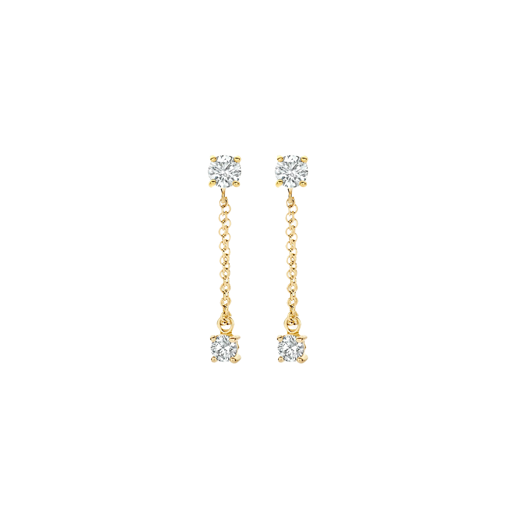 Ohrstecker mit Zirkonia und Kette aus 585 Gold - PERDONA