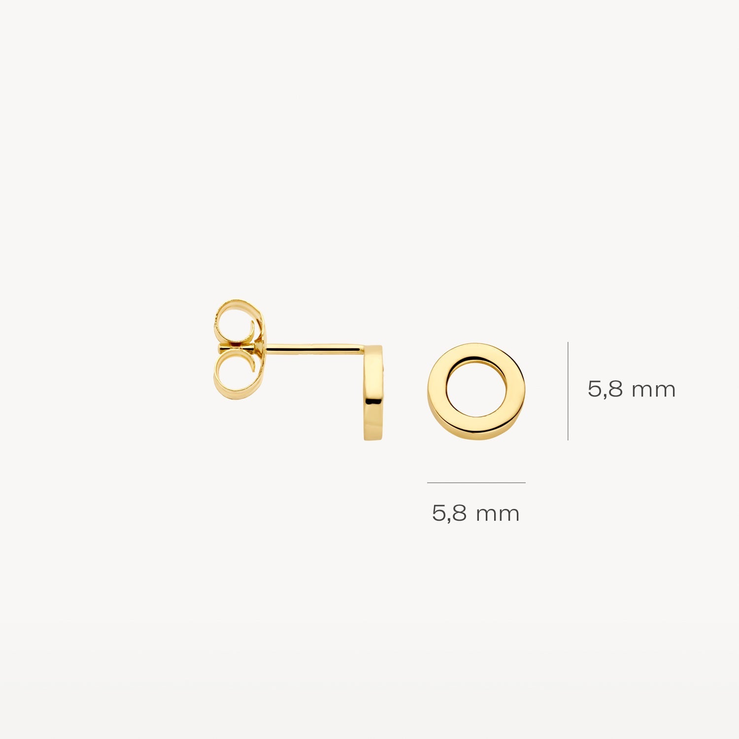 Ringförmige Ohrstecker flach aus 585 Gold - PERDONA