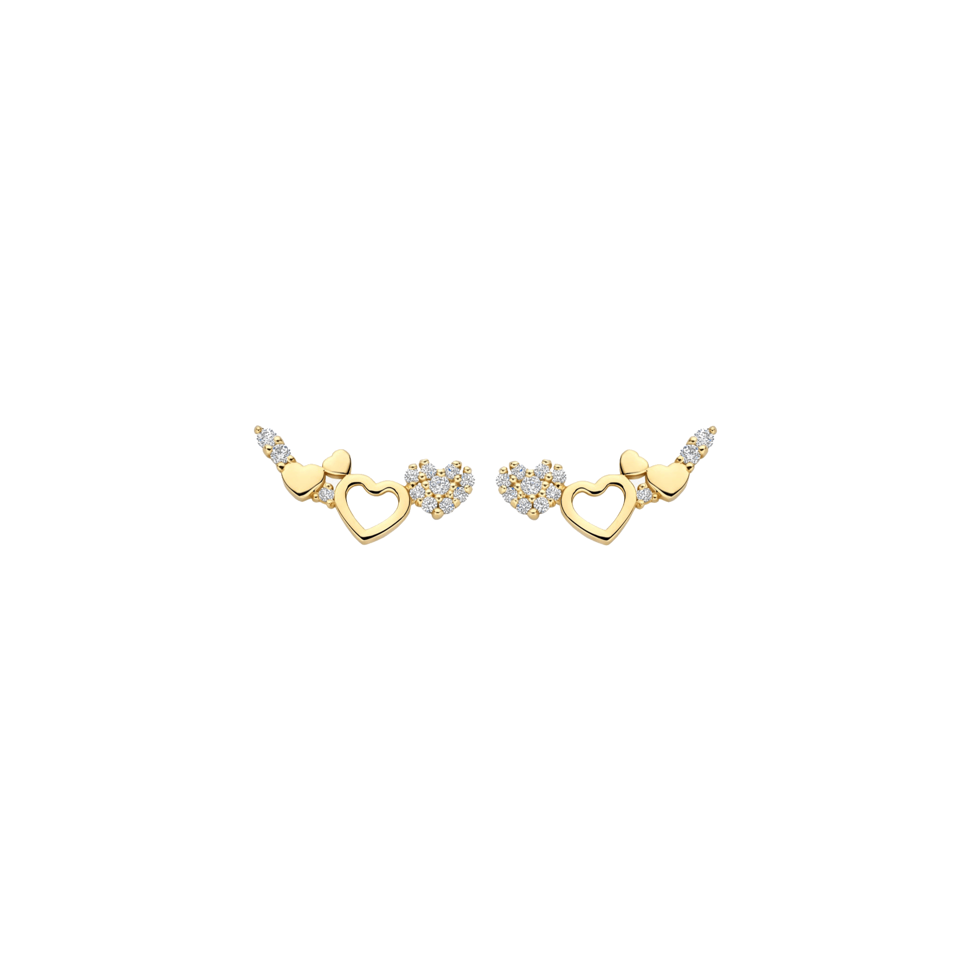 Ohrstecker mit Herzmotiven aus 585 Gold - PERDONA