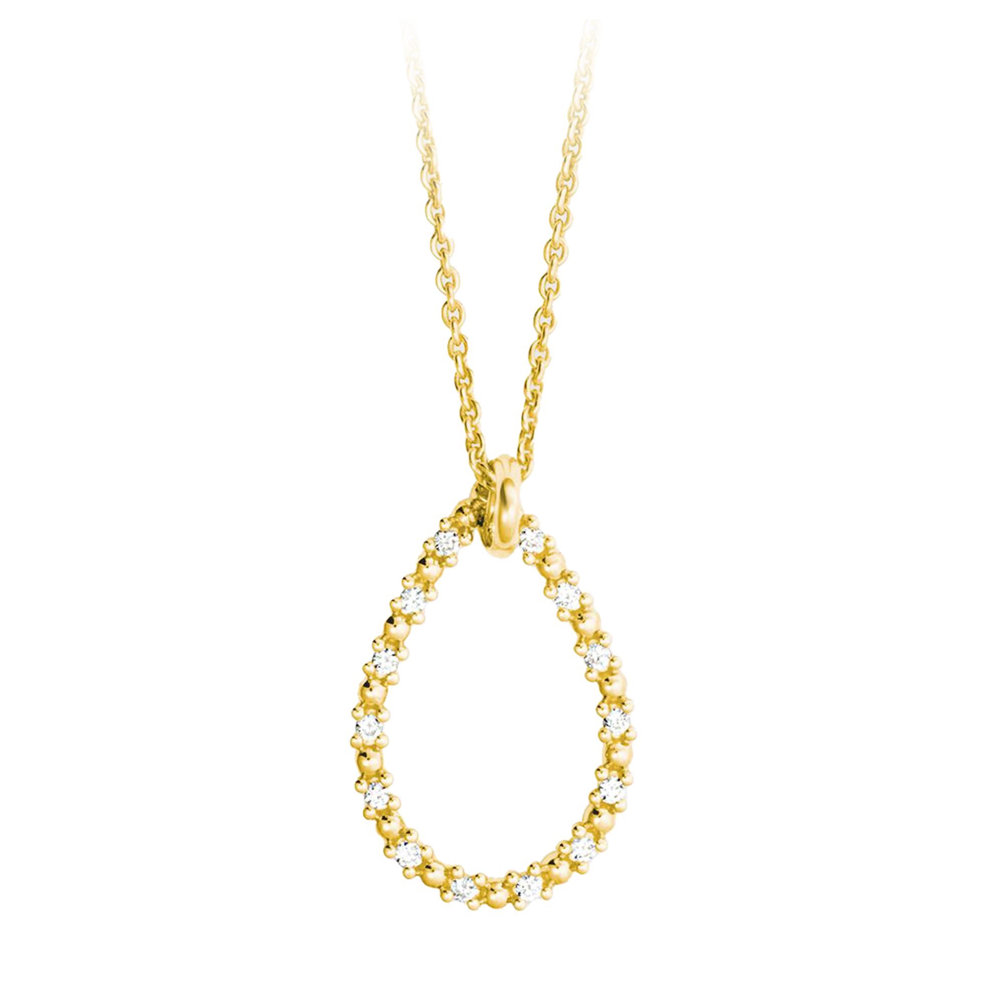 Tropfenförmiger Anhänger mit Brillanten aus 585 Gelbgold