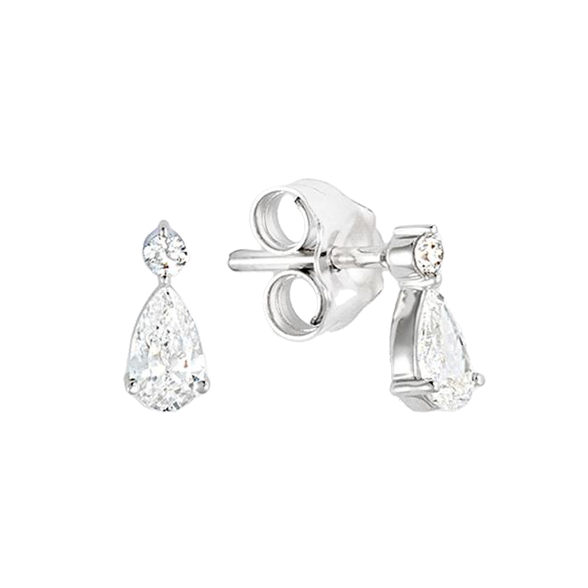 Ohrstecker mit tropfenförmigen Diamanten aus 585 Weißgold - PERDONA