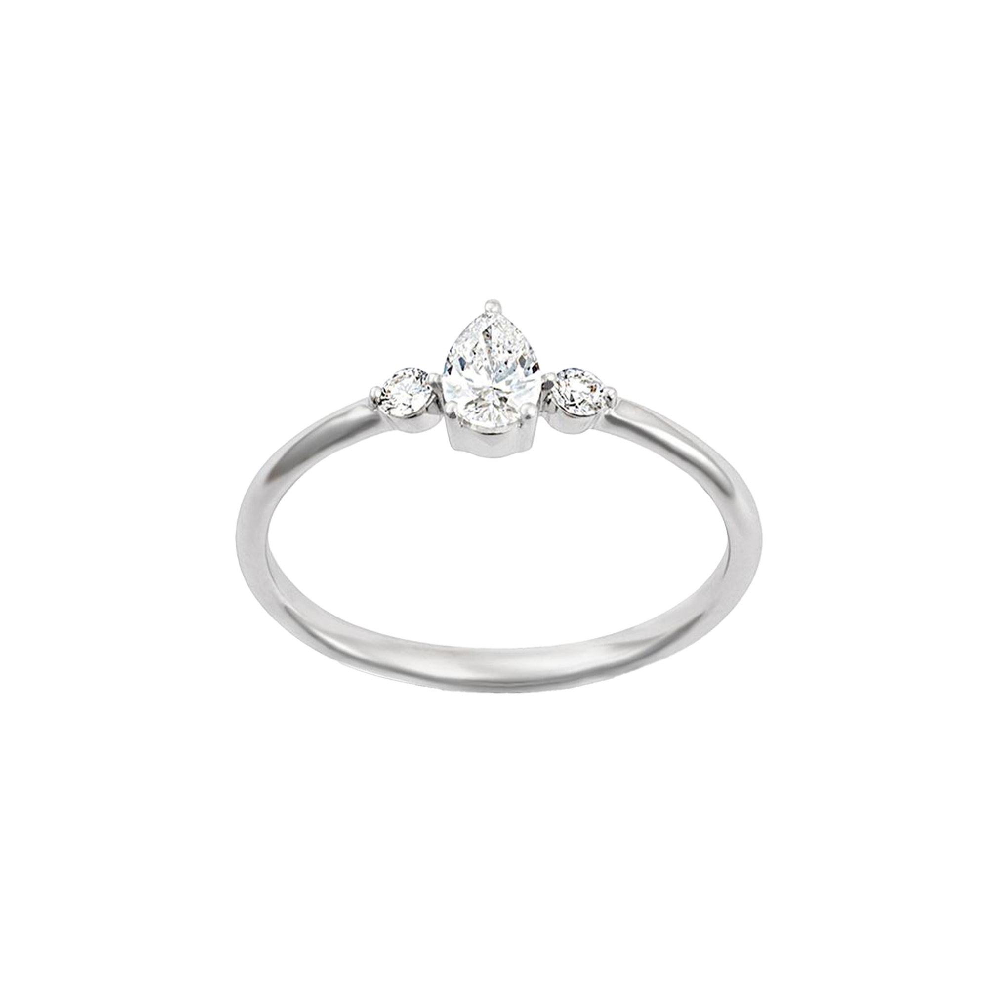 Ring mit tropfenförmigem Diamanten aus 585 Weißgold