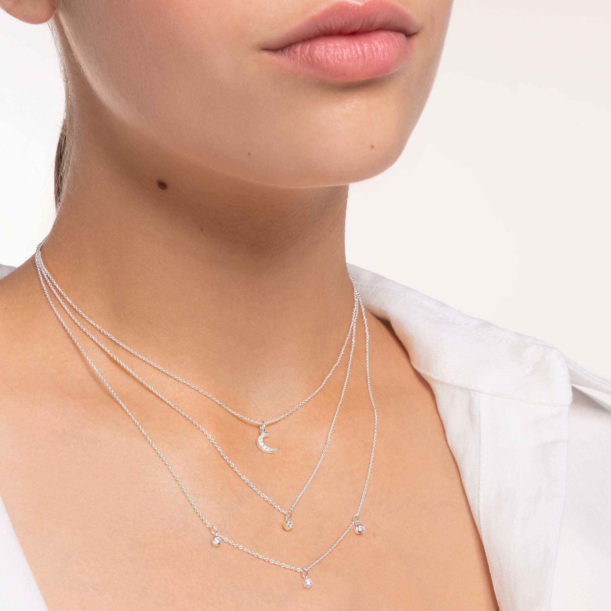 Kette Mond Pavé silber - PERDONA